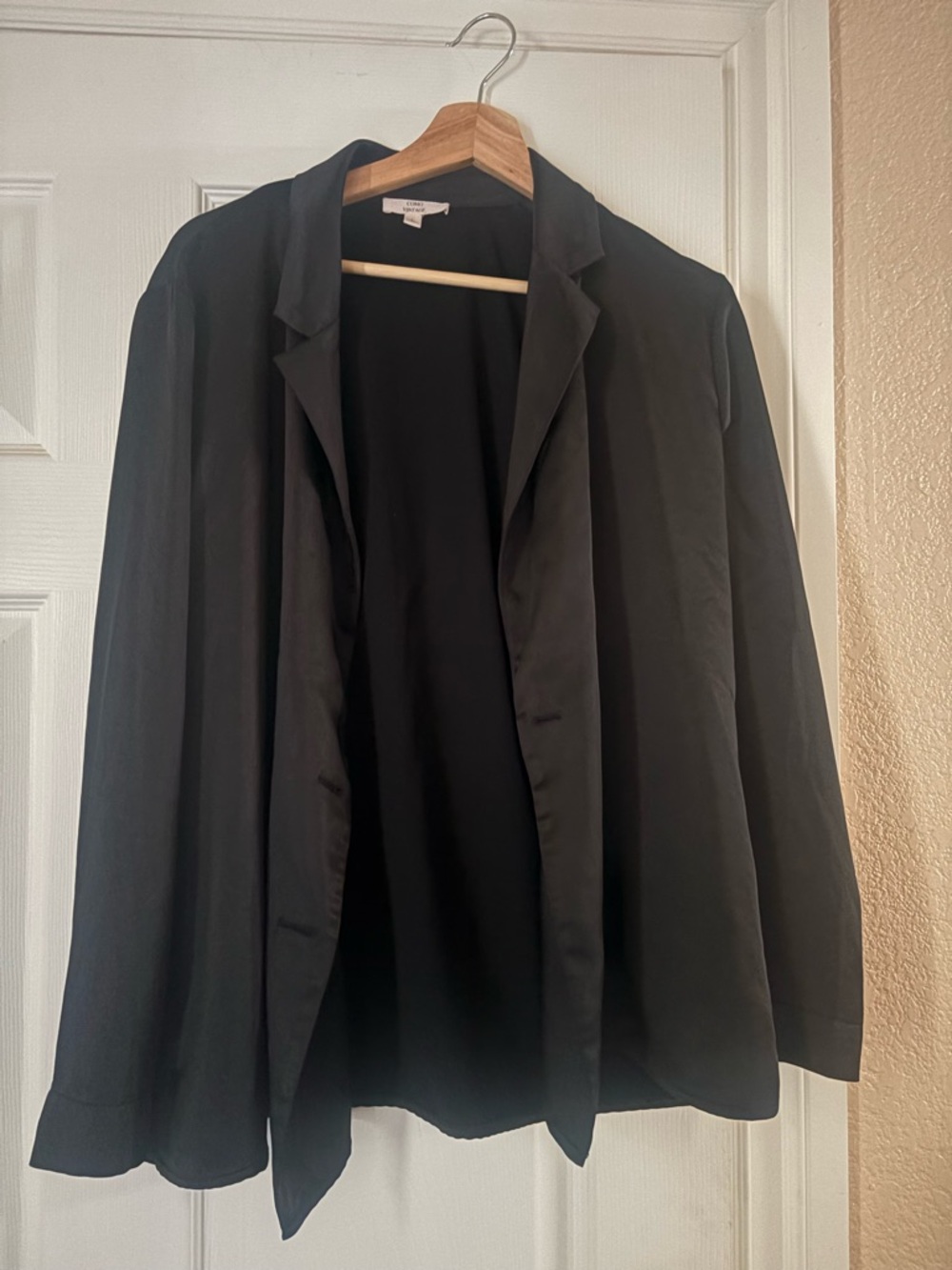 Como Vintage Black Open-Front Women's Blazer
